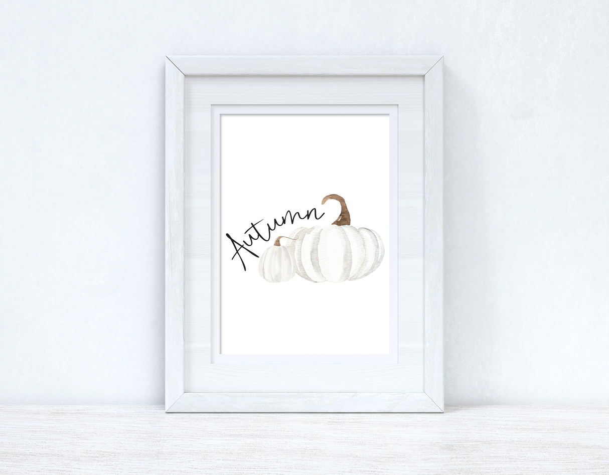 Autumn White Pumpkins Autumn 2021 Seasonal Wall Home Decor Print by WinsterCreations™ Official Store