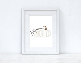 Autumn White Pumpkins Autumn 2021 Seasonal Wall Home Decor Print by WinsterCreations™ Official Store