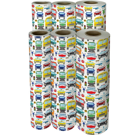 Traffic Jam Kid's Gift Wrap by Present Paper