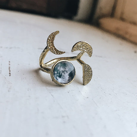 Moon Phase Sculpture Ring by Yugen Handmade