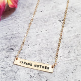 BADASS MOTHER Hand-Stamped Bar Necklace by Salt and Sparkle