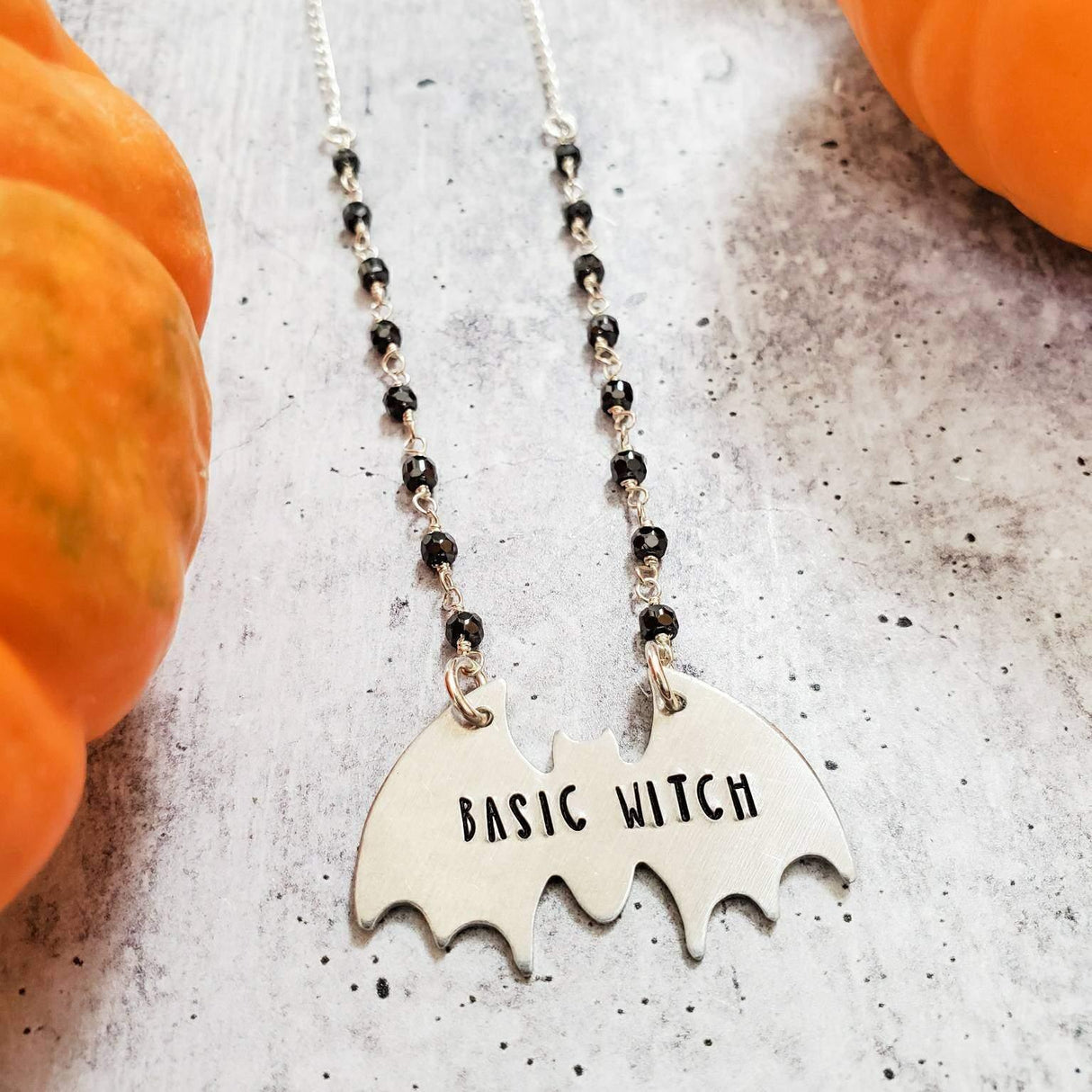 BASIC WITCH Silver Bat Necklace by Salt and Sparkle