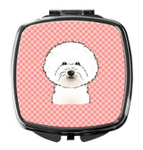 Checkerboard Pink Bichon Frise Compact Mirror BB1217SCM by Caroline's Treasures