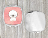 Checkerboard Pink Bichon Frise Compact Mirror BB1217SCM by Caroline's Treasures