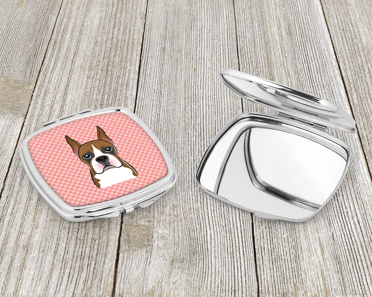 Checkerboard Pink Boxer Compact Mirror BB1223SCM by Caroline's Treasures