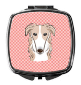 Checkerboard Pink Borzoi Compact Mirror BB1228SCM by Caroline's Treasures