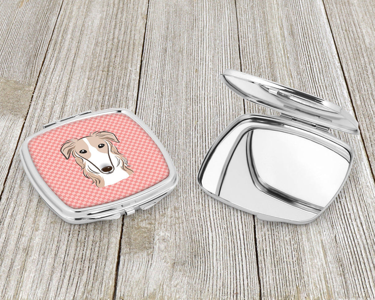 Checkerboard Pink Borzoi Compact Mirror BB1228SCM by Caroline's Treasures