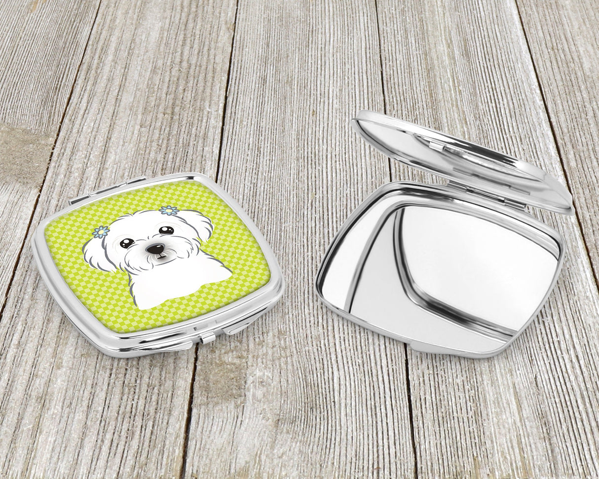 Checkerboard Lime Green Maltese Compact Mirror BB1270SCM by Caroline's Treasures