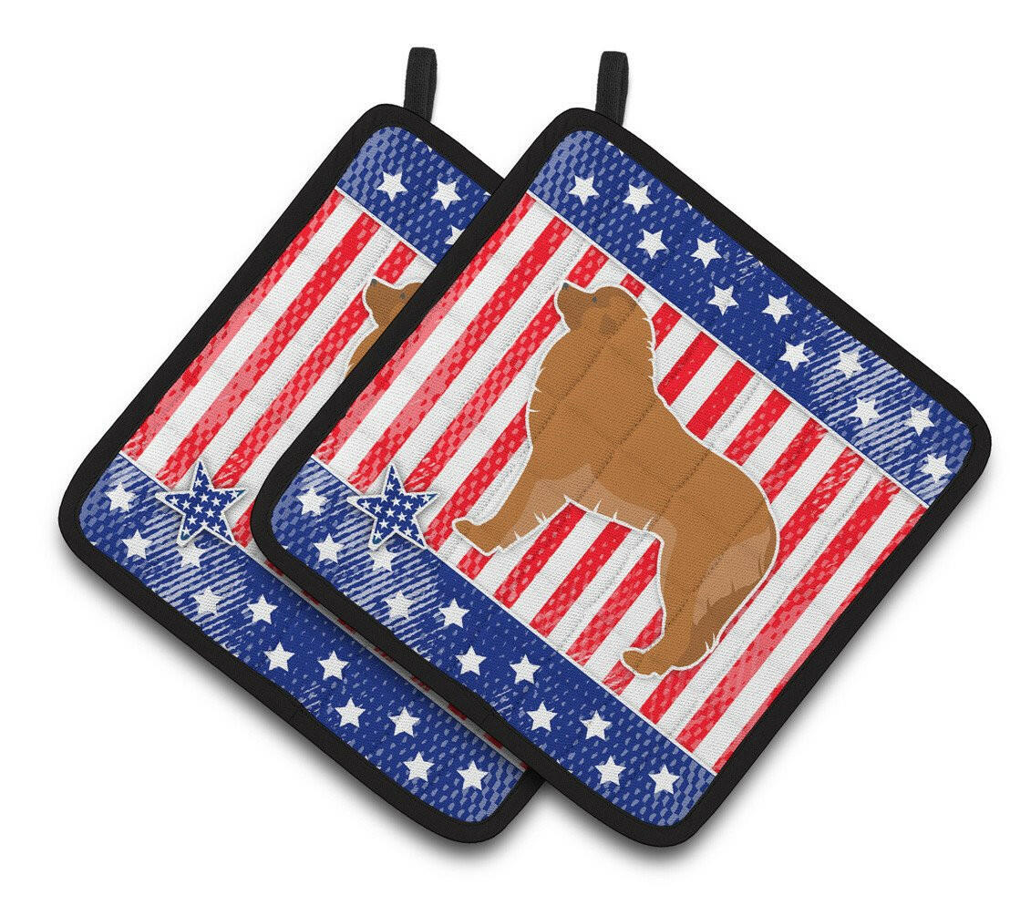 USA Patriotic Leonberger Pair of Pot Holders BB3358PTHD by Caroline's Treasures