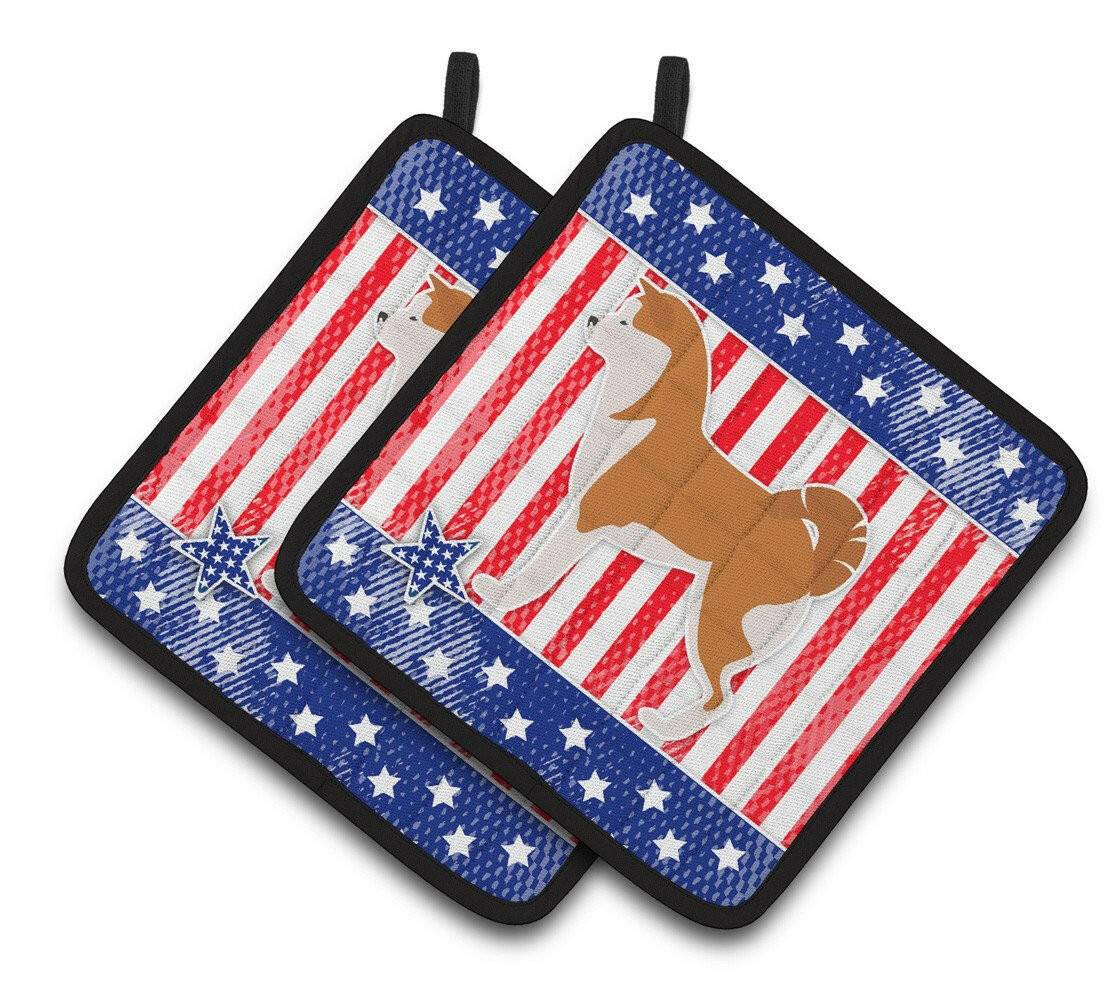 USA Patriotic Akita Pair of Pot Holders BB3372PTHD by Caroline's Treasures