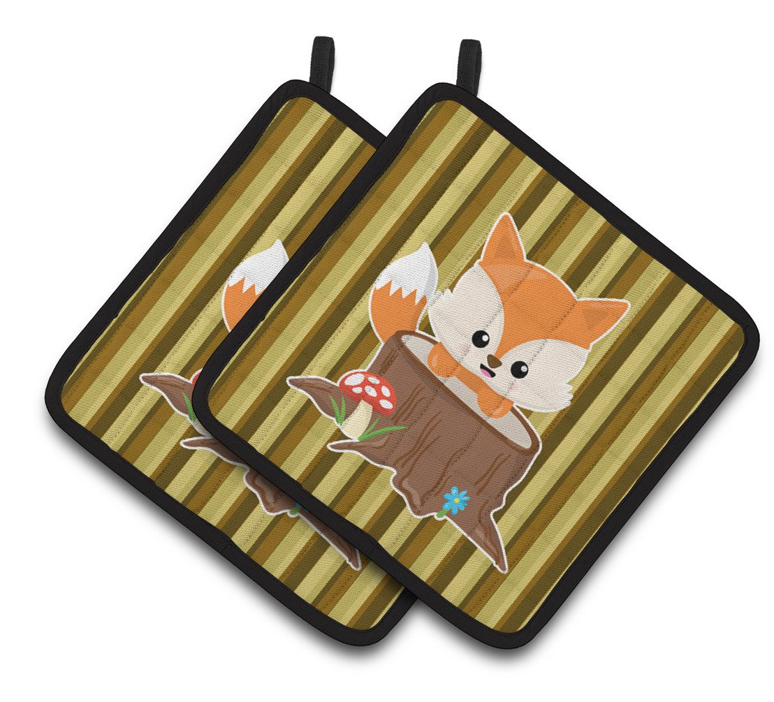 Baby Fox Tree Stripes Pair of Pot Holders BB7088PTHD by Caroline's Treasures