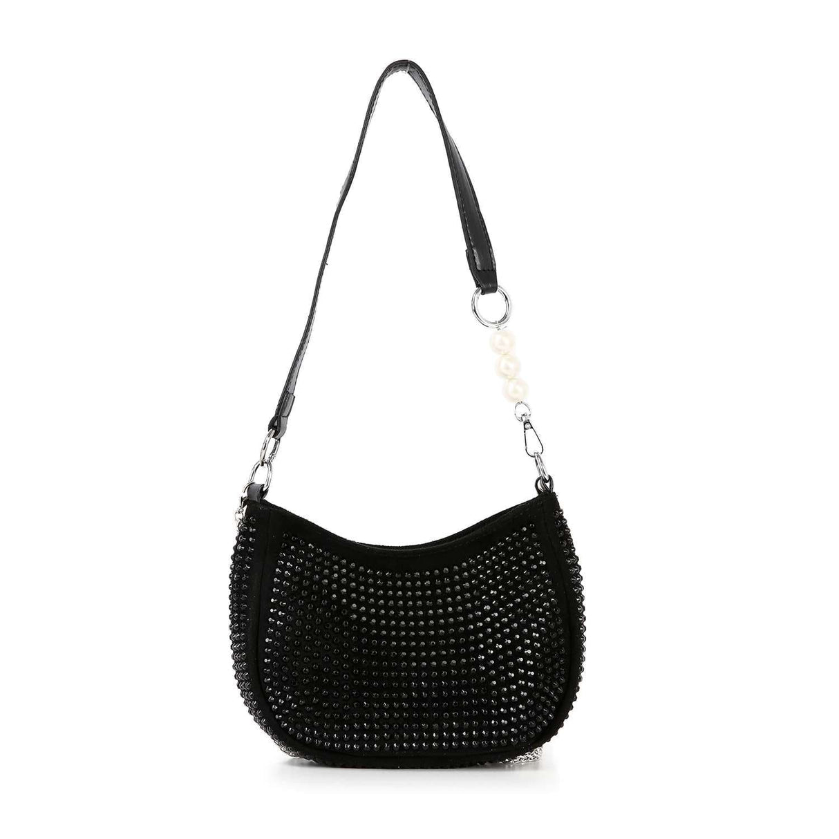 Rhinestone Accented Petite Shoulder Bag by Handbag Factory