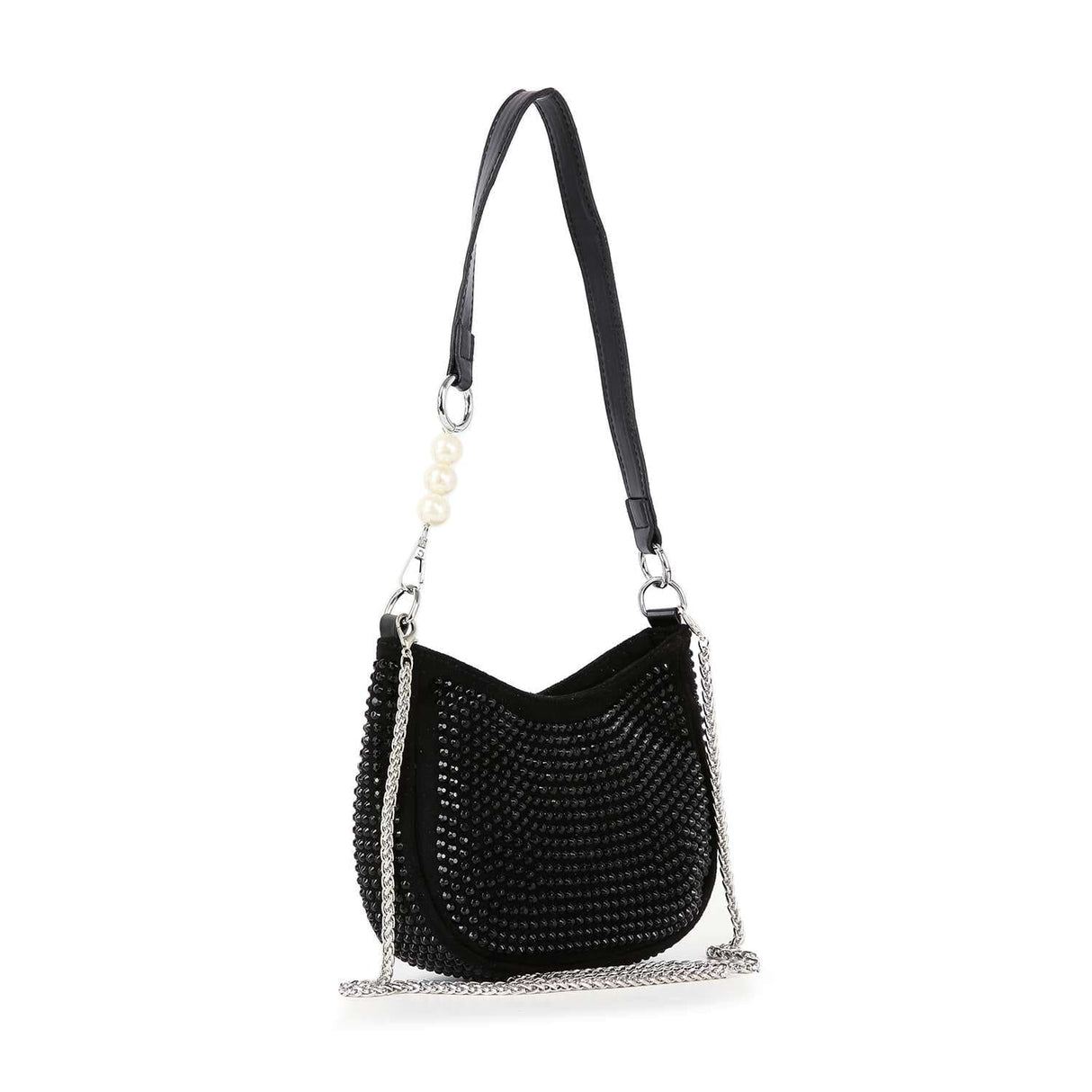 Rhinestone Accented Petite Shoulder Bag by Handbag Factory