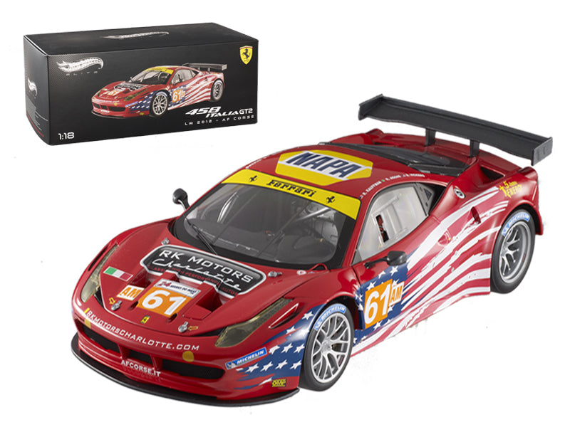 Elite Ferrari 458 Italia GT2 #61 LM 2012 AF Corse 1/18 Diecast Car Model by Hot Wheels