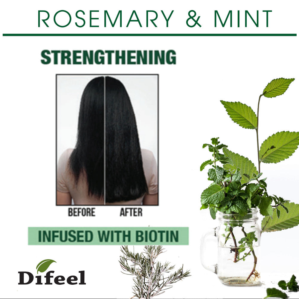 Difeel Rosemary and Mint Hair Strengthening Shampoo and Conditioner with Biotin 33.8 oz. 2-PC Hair Care Gift Set by difeel - find your natural beauty