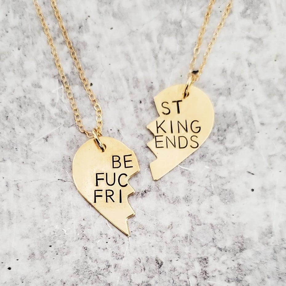 BEST BITCHES Broken Heart Friendship Necklace by Salt and Sparkle