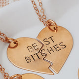 BEST BITCHES Broken Heart Friendship Necklace by Salt and Sparkle