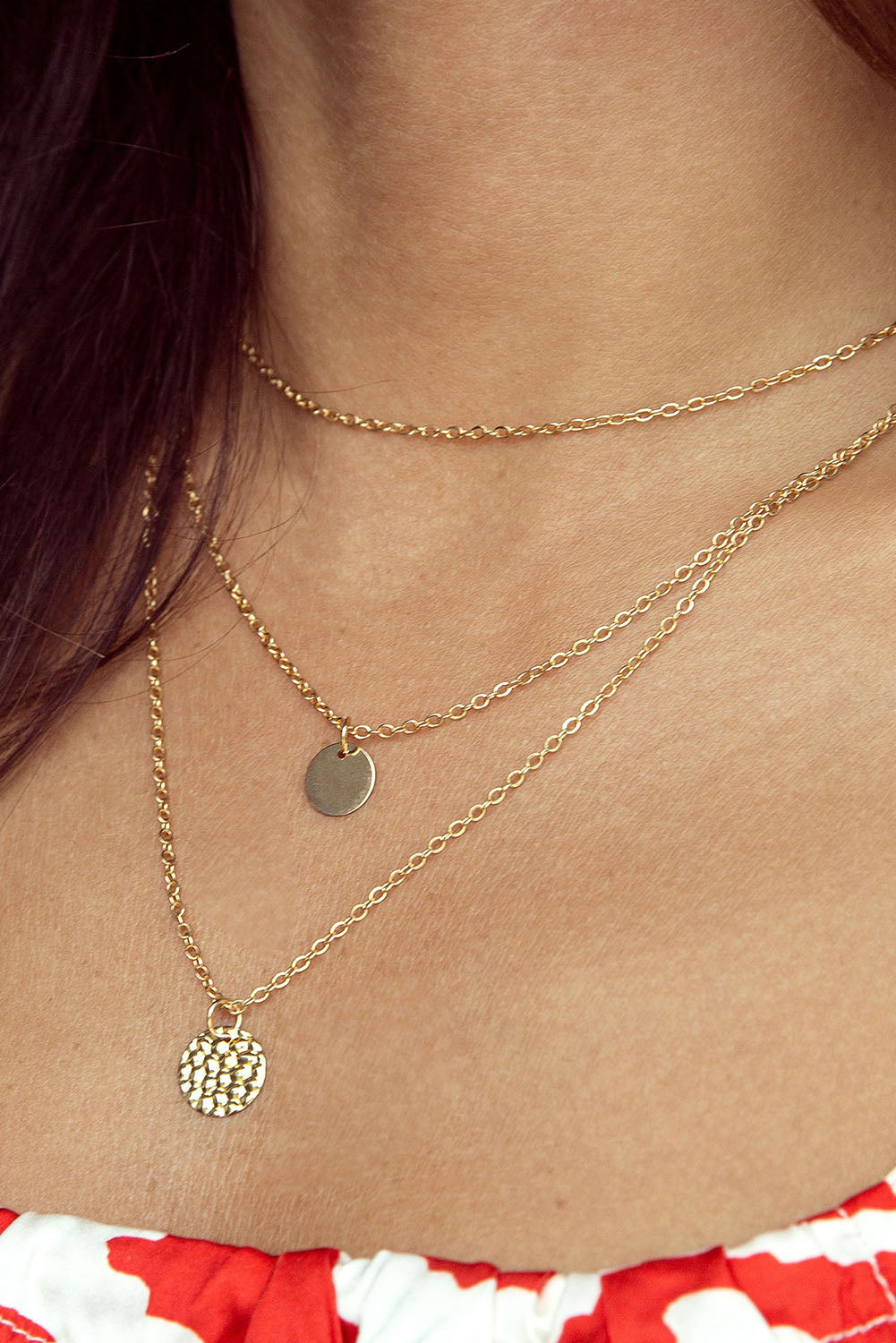 Multi-layered Round Pendant Necklace by Threaded Pear