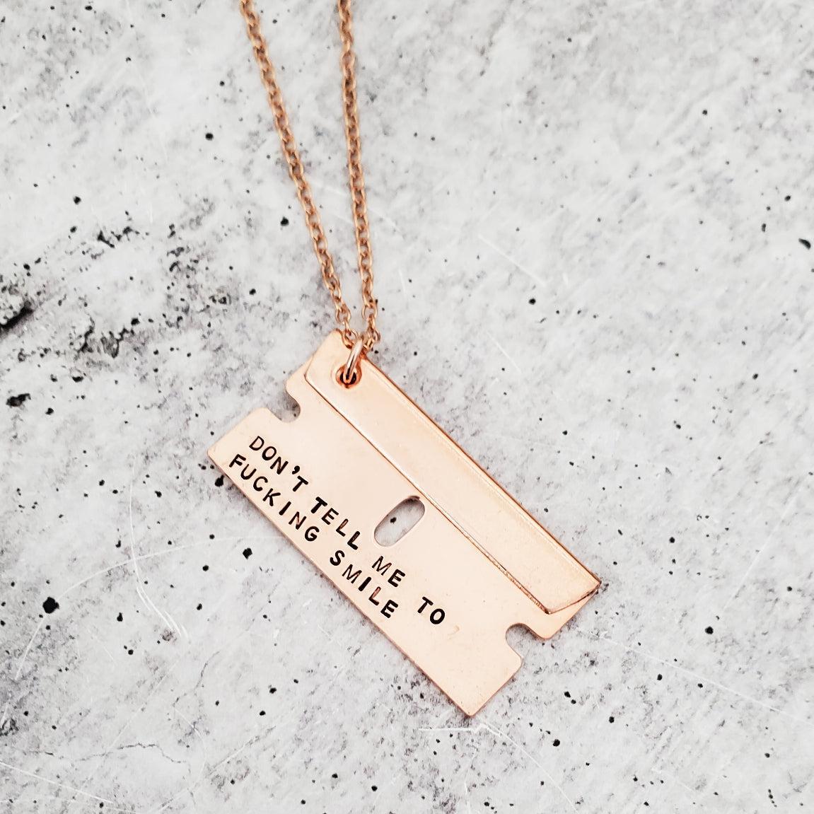 BITCH, I'M FROM... Razor Blade Necklace by Salt and Sparkle