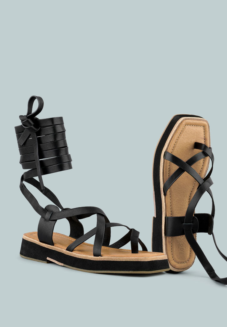 bledel lace up square toe gladiator sandals by London Rag