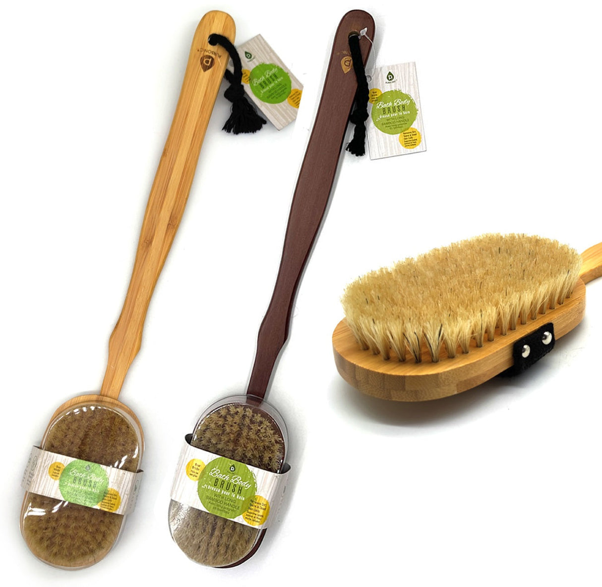 Bath Body Brush With Long Bamboo Handle by Pursonic