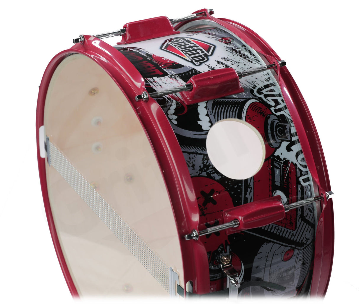 GRIFFIN Snare Drum Birch Wood Shell 14 X 6.5 Inch - Oversize 2.5" Large Vents & Custom Graphic Wrap by GeekStands.com