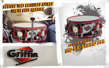 GRIFFIN Snare Drum Birch Wood Shell 14 X 6.5 Inch - Oversize 2.5" Large Vents & Custom Graphic Wrap by GeekStands.com