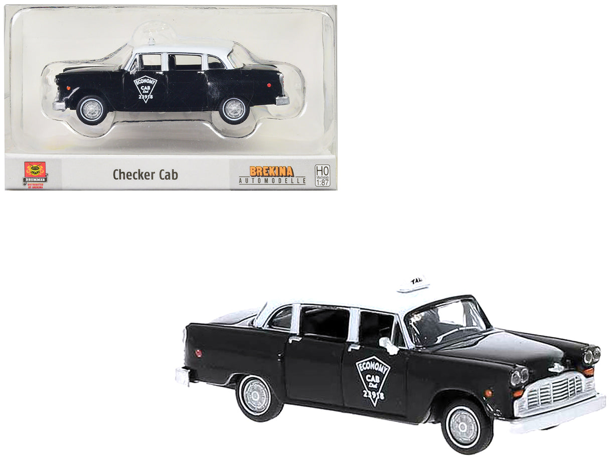 1974 Checker Cab Black and White "Tallahasse" 1/87 (HO) Scale Model Car by Brekina