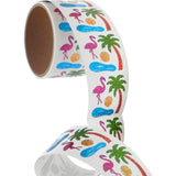 Bulk Roll Prismatic Stickers, Mini Flamingo and Palm Tree (100 Repeats) by Present Paper