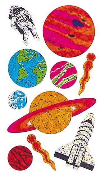 Bulk Roll Prismatic Stickers, Planets (50 Repeats) by Present Paper