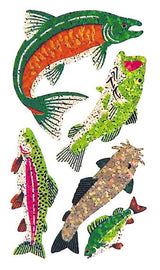 Bulk Roll Prismatic Stickers, Salmon / Trout / Bass / Catfish (50 Repeats) by Present Paper