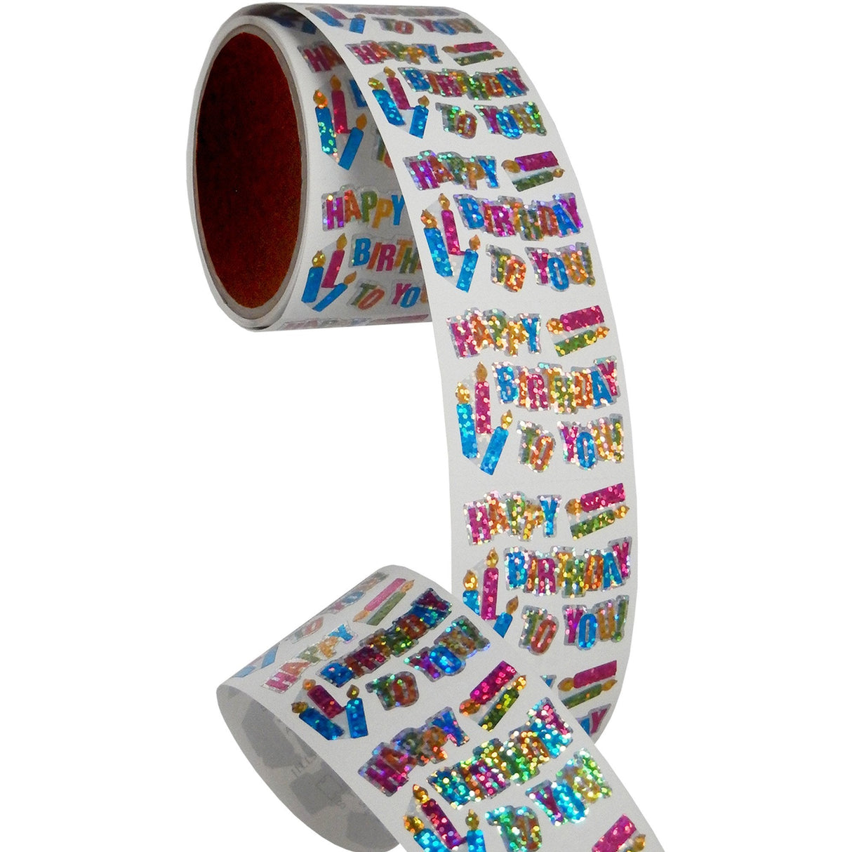 Bulk Roll Prismatic Stickers, Happy Birthday / Candles (100 Repeats) by Present Paper