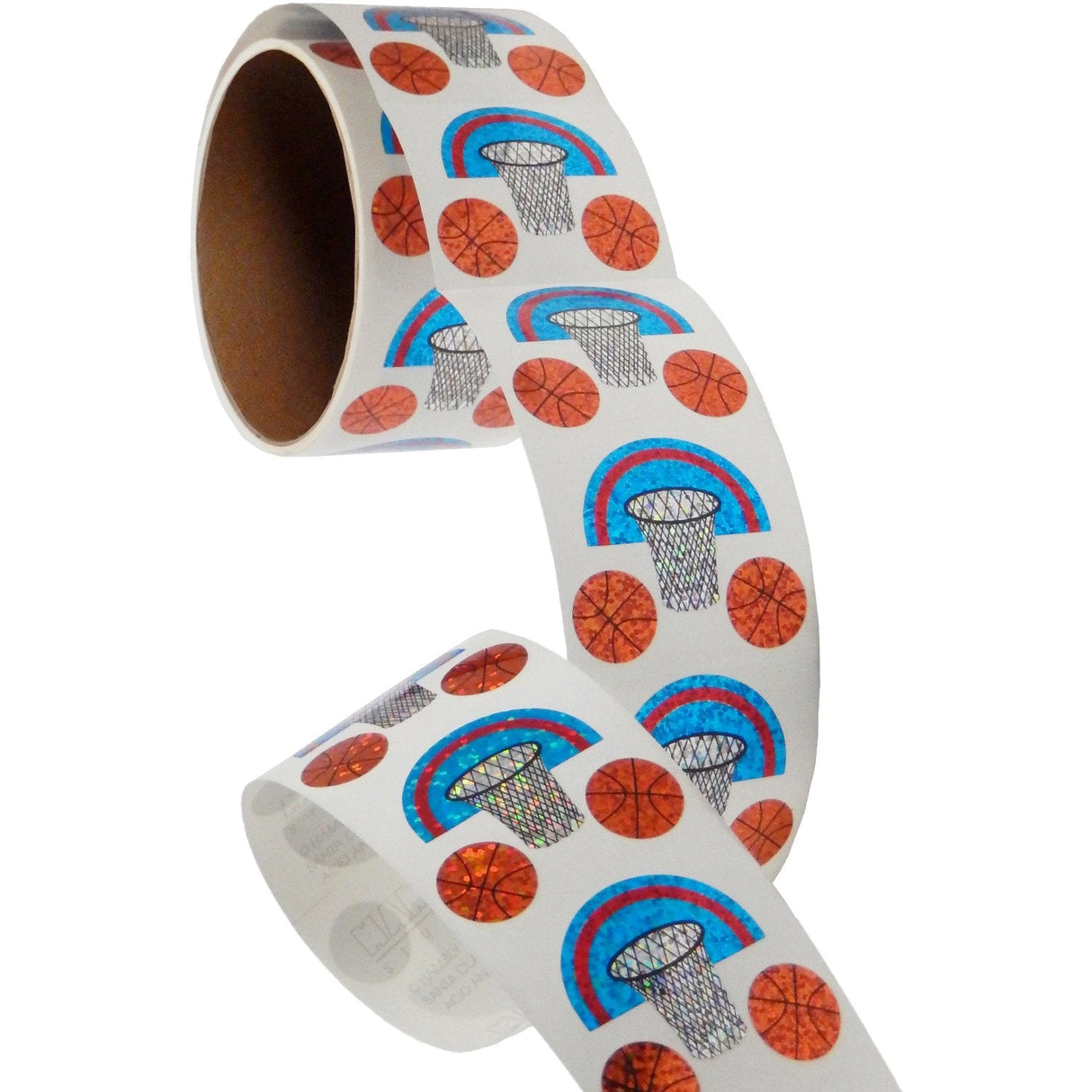 Bulk Roll Prismatic Stickers, Mini Basketball (100 Repeats) by Present Paper