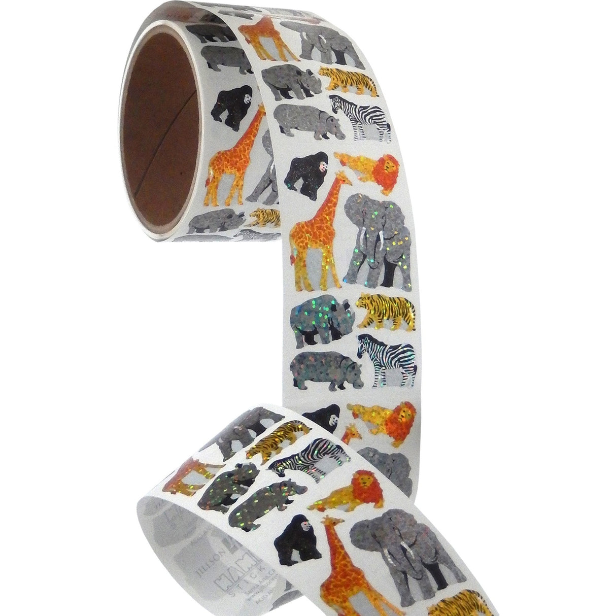 Bulk Roll Prismatic Stickers, Safari Animals (50 Repeats) by Present Paper