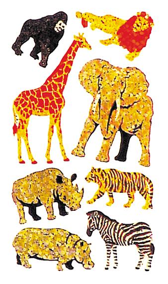 Bulk Roll Prismatic Stickers, Safari Animals (50 Repeats) by Present Paper