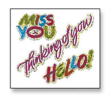 Bulk Roll Prismatic Stickers, Miss You / Thinking Of You / Hello (100 Repeats) by Present Paper