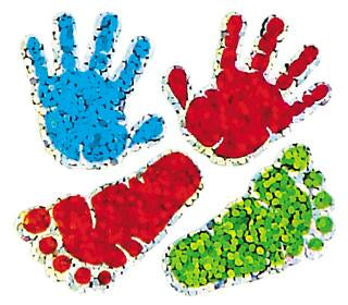 Bulk Roll Prismatic Stickers, Mini Handprints (100 Repeats) by Present Paper