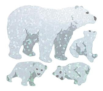 Bulk Roll Prismatic Stickers, Polar Bears (100 Repeats) by Present Paper