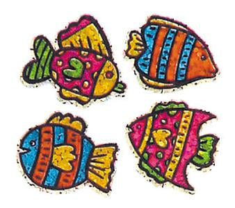 Bulk Roll Prismatic Stickers, Four Mini Tropical Fish (100 Repeats) by Present Paper