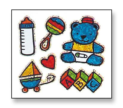 Bulk Roll Prismatic Stickers, Baby Boy / Teddy (100 Repeats) by Present Paper