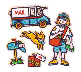 Bulk Roll Prismatic Stickers, Mini Postal Worker (100 Repeats) by Present Paper