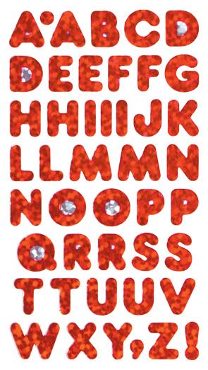 Bulk Roll Prismatic Stickers, Red Alphabets (50 Repeats) by Present Paper