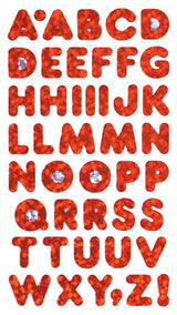 Bulk Roll Prismatic Stickers, Red Alphabets (50 Repeats) by Present Paper