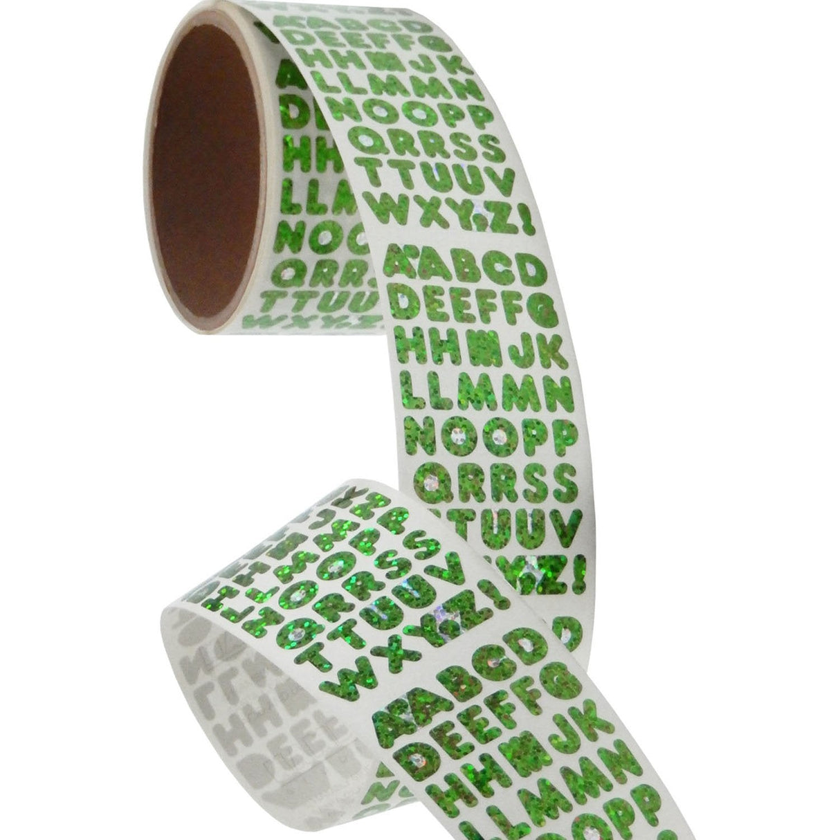 Bulk Roll Prismatic Stickers, Green Alphabets (50 Repeats) by Present Paper