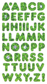 Bulk Roll Prismatic Stickers, Green Alphabets (50 Repeats) by Present Paper