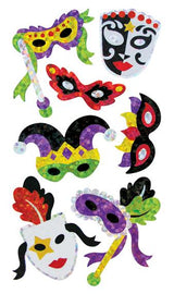 Bulk Roll Prismatic Stickers, Masquerade Masks / Multicolor (50 Repeats) by Present Paper