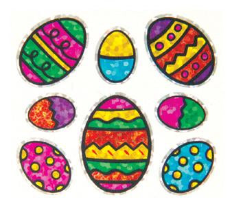 Bulk Roll Prismatic Stickers, Mini Easter Eggs w/ Outline (100 Repeats) by Present Paper