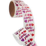 Bulk Roll Prismatic Stickers, I Love You with Hearts (100 Repeats) by Present Paper