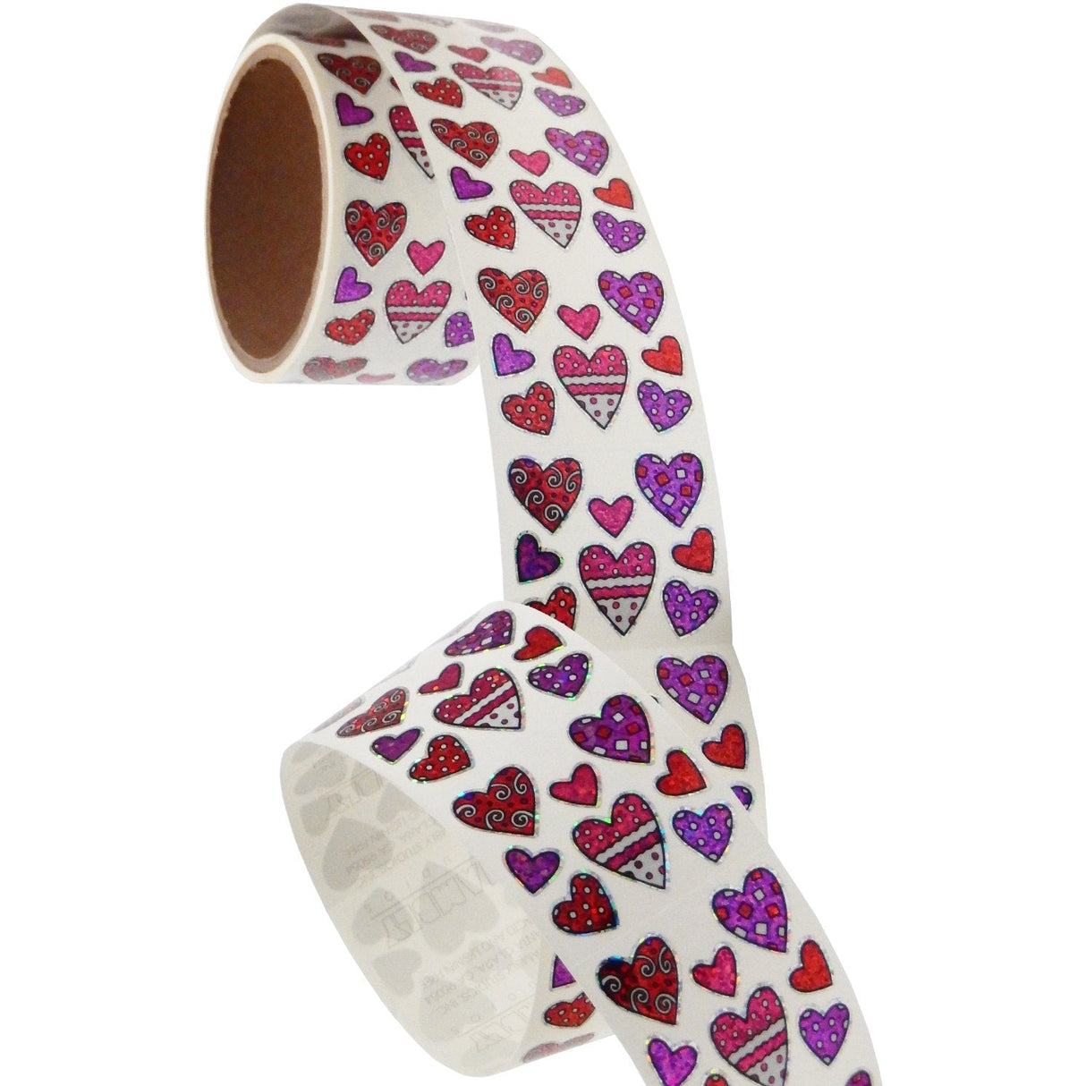 Bulk Roll Prismatic Stickers, Mini Valentine Pattern Hearts (100 Repeats) by Present Paper