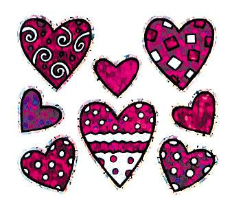 Bulk Roll Prismatic Stickers, Mini Valentine Pattern Hearts (100 Repeats) by Present Paper